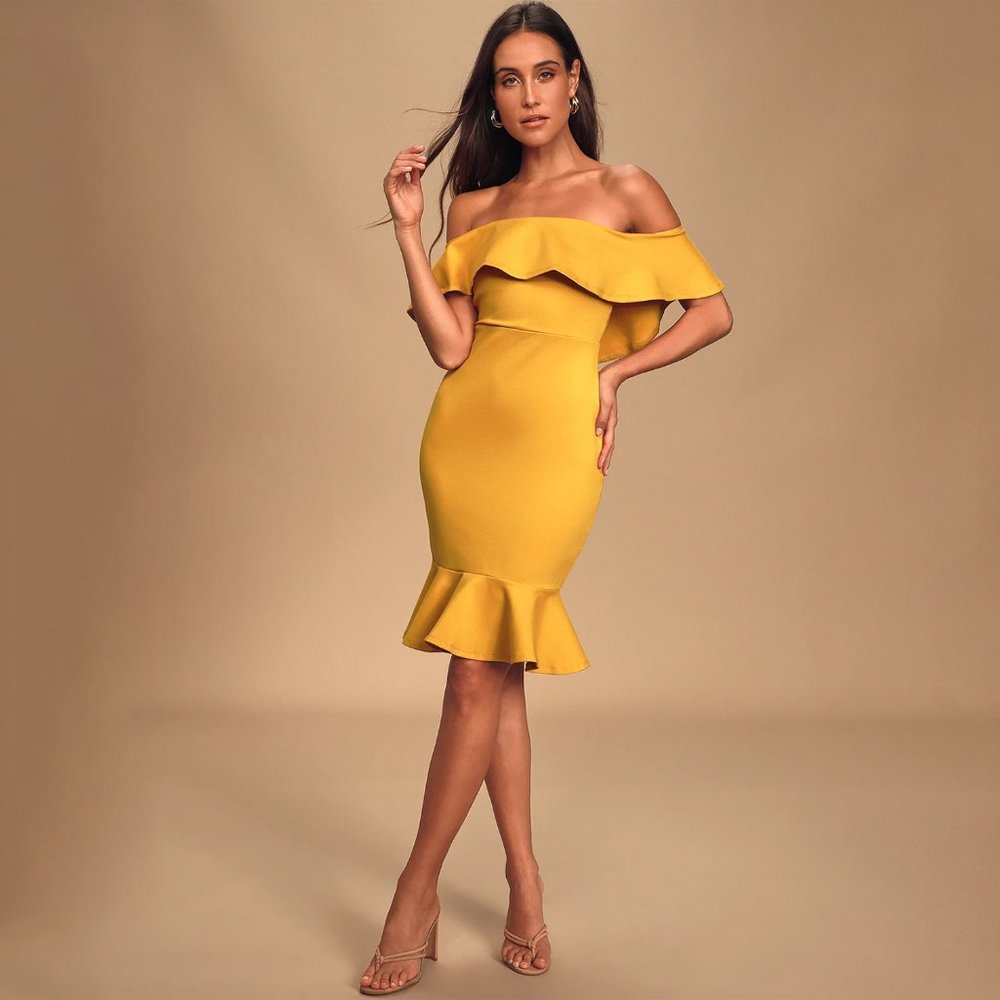Lulu's Off-the-Shoulder Bodycon Dress | Size S - Picture 2 of 10